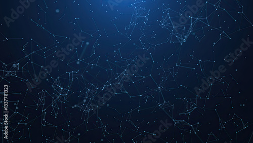 Obraz na płótnie Internet of things connection science effect. Blue digital network plexus blockchain technology connecting dot network web abstract on black background w salonie