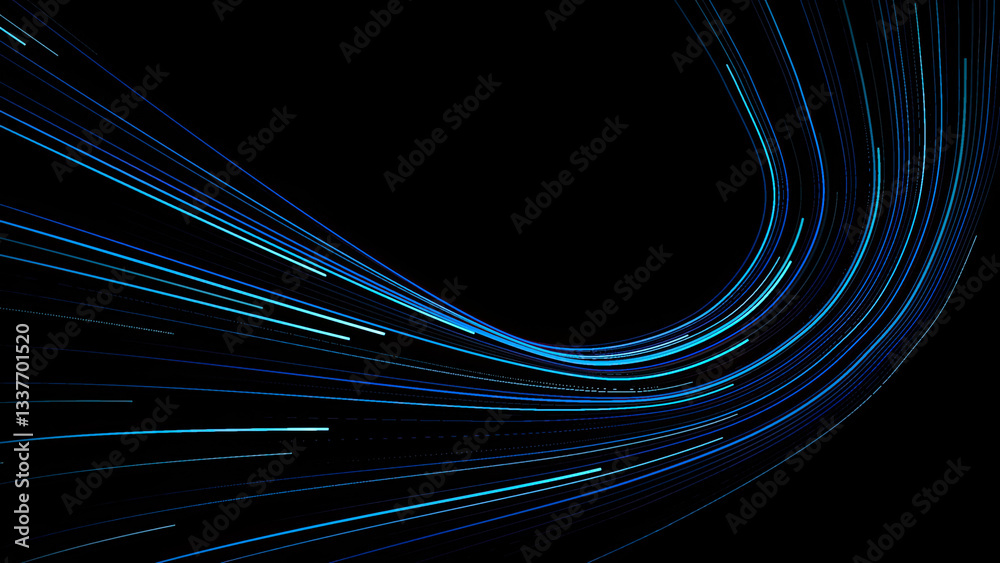 high speed blue line abstract technology background digital fiber hi tech concept. speed light line blur on dark background, data transfer simulation.