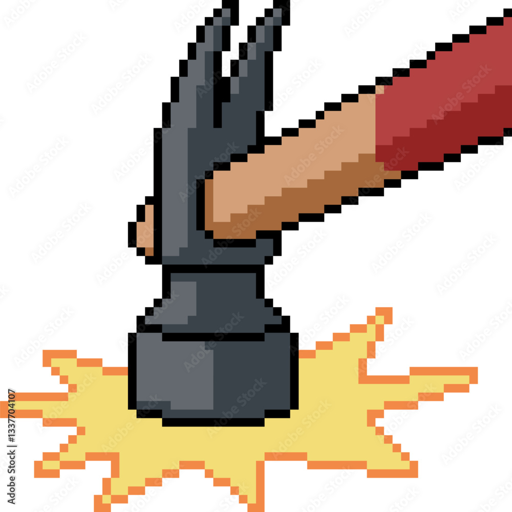 Fototapeta premium pixel art of hammer hit force
