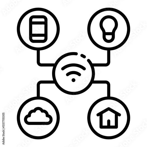 Internet Of Things and automation outline icon for smart city innovation