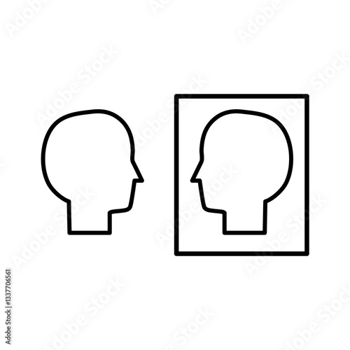 Self awareness icon, vector simple flat black linear illustration for web and app..eps