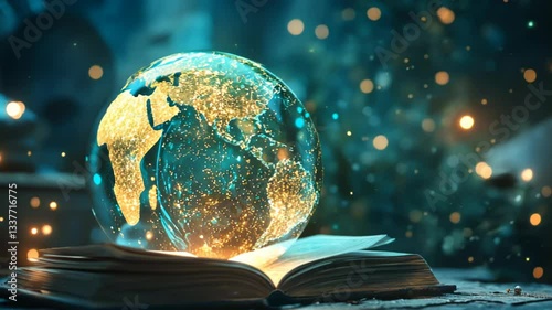 Mystical Earth Globe on Open Book