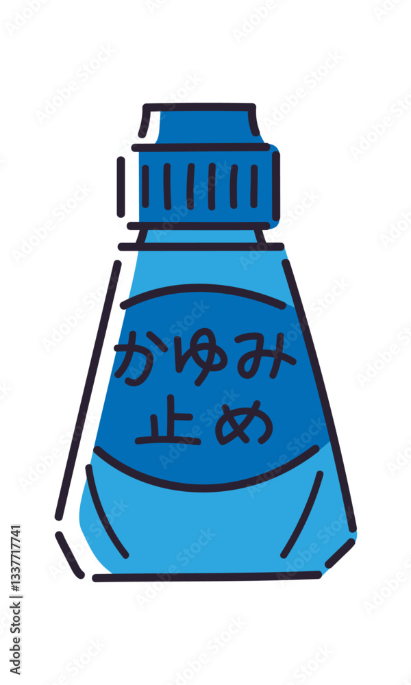 液体タイプのかゆみ止め薬/ベクター手書き線画イラスト 液体タイプのかゆみ止め薬/ベクター手書き線画イラスト