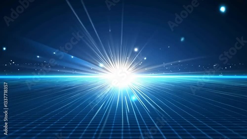 Wallpaper Mural Bright light burst from horizon over digital landscape. Torontodigital.ca
