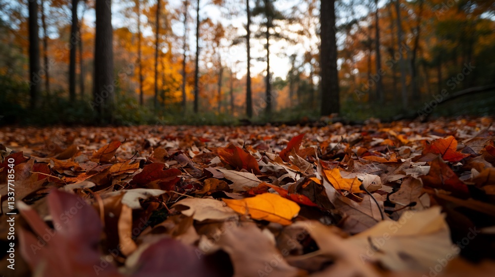 Autumn leaves carpet a forest floor Autumn leaves carpet a forest floor