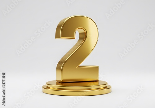 Golden Number Two on a Pedestal: Second Place Achievement