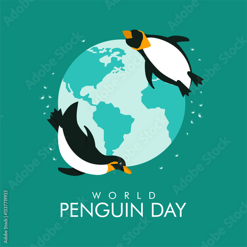 vector world penguin day poster template