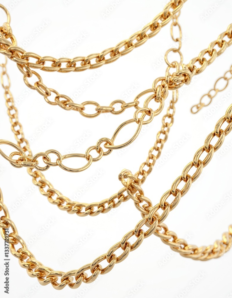 Set of realistic bended golden chains. 3d render illustration. Gold jewelry decoration. Collection of shiny necklace gift shapes. Metal lace accessories for graphic design projects or advertising. Set of realistic bended golden chains. 3d render illustration. Gold jewelry decoration. Collection of shiny necklace gift shapes. Metal lace accessories for graphic design projects or advertising.