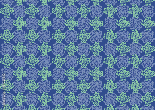knitted fabric texture with blue background.  Colorful square textile and ceramic floor design. Geometry shape abstract tie-dye wallpaper. Aztec style and Folk embroidery. Fabric texture concept.