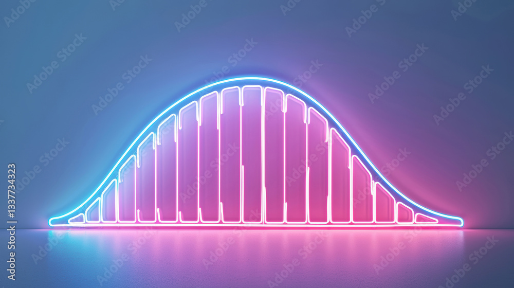 Fototapeta premium Neon LED Normal Distribution Curve in Futuristic Style 