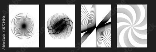 unique and artistic display of abstract patterns in black and white lines poster vector background, great for poster or fine art and banners