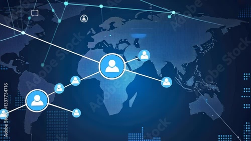 Global network connections, data flow, and digital communication.  A visual representation of interconnected people and devices across the world, suggesting global collaboration and data exchange
