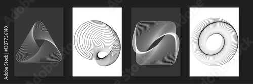 creative exploration of geometric patterns and abstract art in monochrome line poster vector background, perfect for contemporary fine art or graphic design concepts