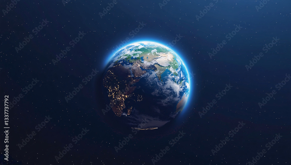 Obraz premium earth in space, Beautiful sunrise world skyline Planet earth from space Planet earth rotating 