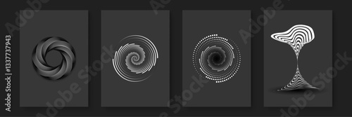 creative exploration of geometric patterns and abstract art in monochrome against a dark background lines vector poster. Ideal design for social media, banner, ads