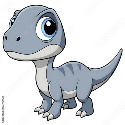 Semi-Realistic Baby Dinosaur with Black and White Shading