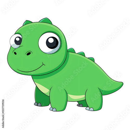 Adorable Green Baby Dinosaur Standing Cheerfully 