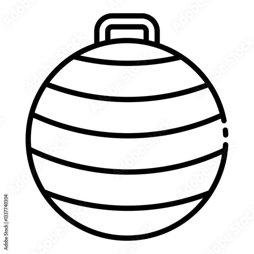 Inflatable gym ball outline icon for balance and core training