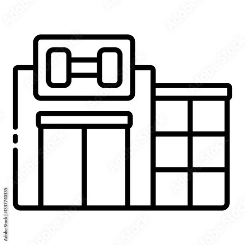 Spacious gym center outline icon for professional workout