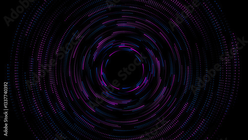 Obraz na płótnie High speed blue, pink dot abstract technology background digital fiber hi tech concept. speed light circle line motion blur on dark background, data transfer simulation. w salonie