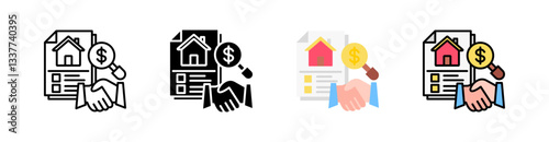 Property Contract Multi Style Icon Set Vector 