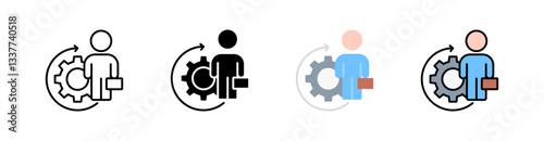 Employee Management Multi Style Icon Set Vector 