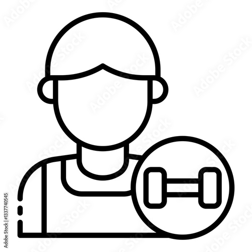 Trainer avatar outline icon for personal coaching and fitness guidance