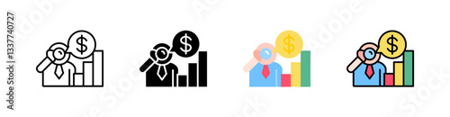 Financial Forecast Multi Style Icon Set Vector 