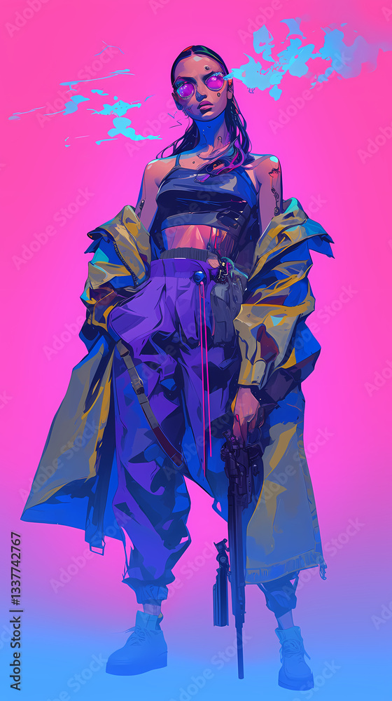 Fototapeta premium The Cyberwitch Cyberpunk Character