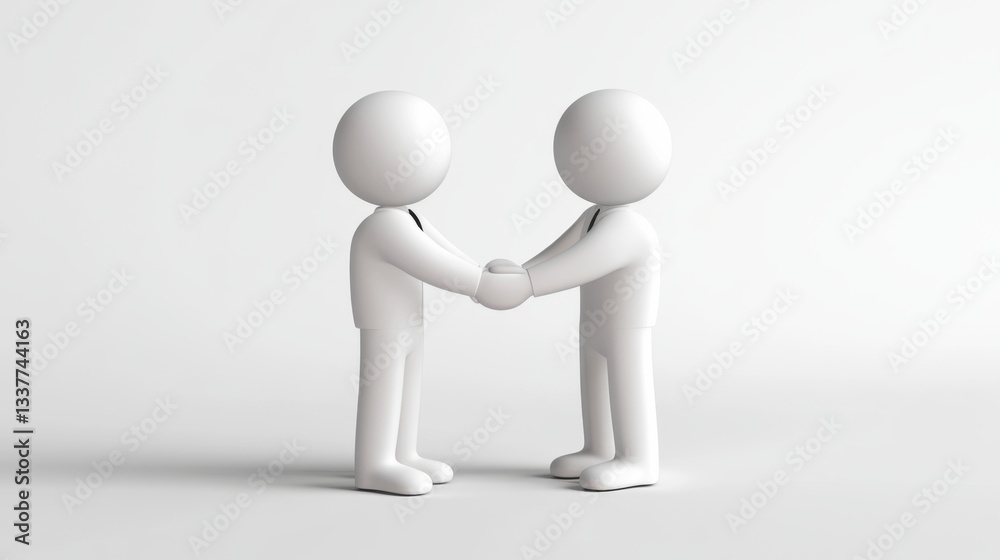 3D Rendered Floating Icon of Two Business Figures Shaking Hands 3D Rendered Floating Icon of Two Business Figures Shaking Hands