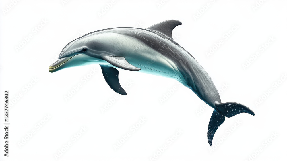 Fototapeta premium Graceful dolphin swimming in clear waters.