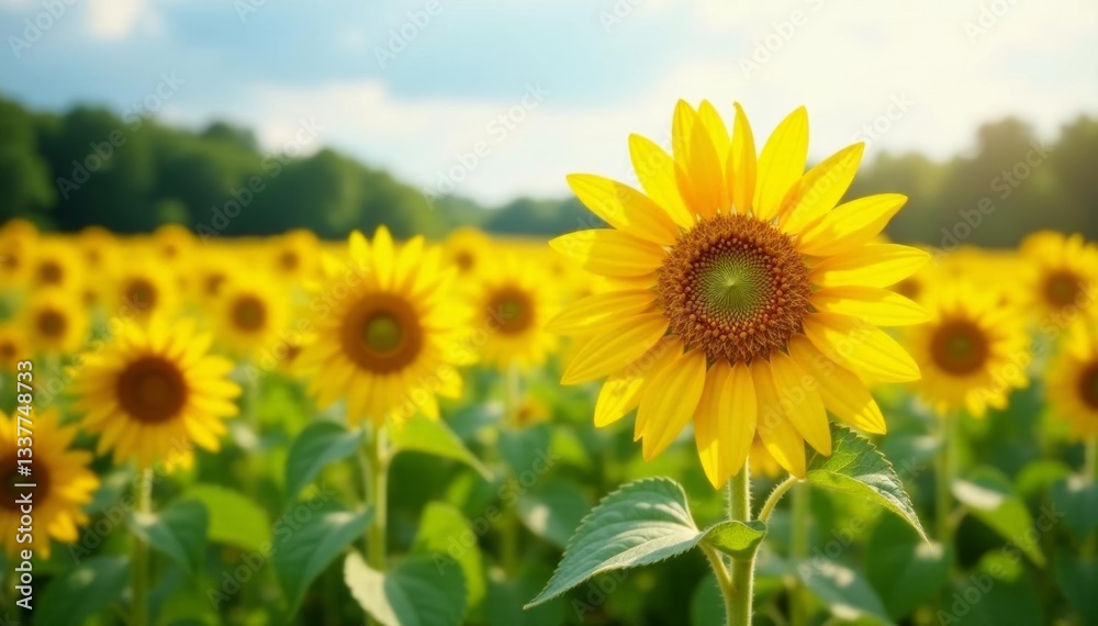 Vibrant sunflower field in New Hampshire, USA on a sunny day, nature, bright, vibrant Vibrant sunflower field in New Hampshire, USA on a sunny day, nature, bright, vibrant