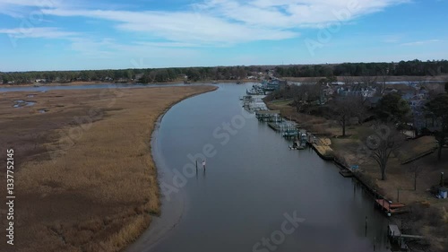 Wallpaper Mural Aerial View of Boats Docked in Smithfield Virginia on the Pagan River Torontodigital.ca