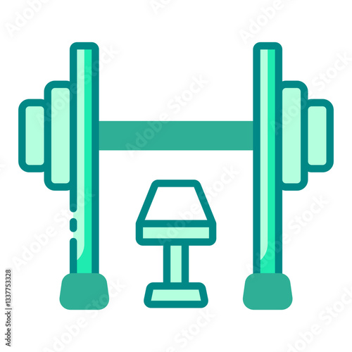 Bench Press green filled line icon for chest and upper body strength