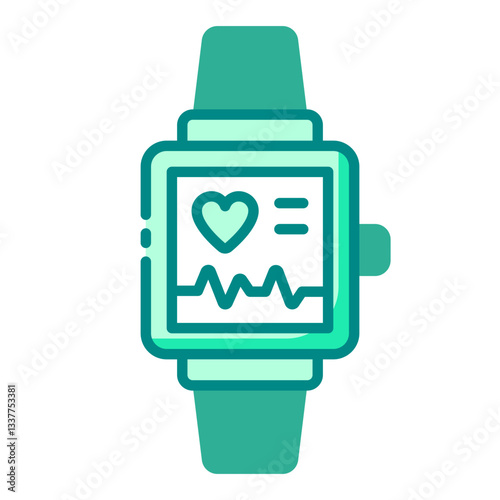 Smartwatch green filled line icon for heart rate and fitness tracking