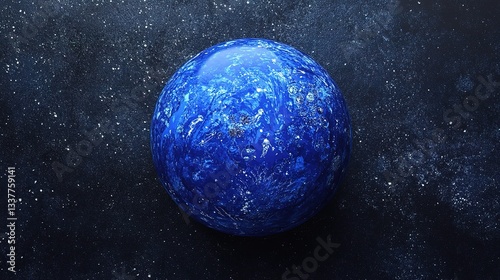 Deep Blue Planet Earth Floating in Space with Starry Background