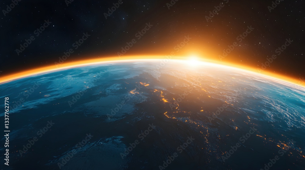 Sunrise Over Earth with Stunning Perspective from Space Station Sunrise Over Earth with Stunning Perspective from Space Station