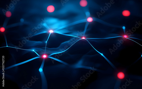A close-up of interconnected nodes and lines, creating an abstract representation of digital networks and data exchange.