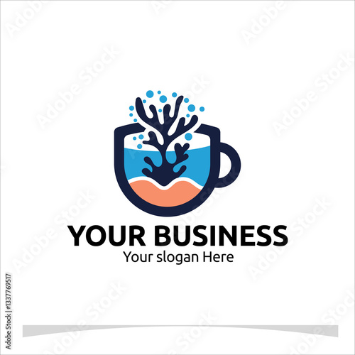 Wallpaper Mural A sleek and elegant logo with a coral reef silhouette forming a coffee cup for your company Torontodigital.ca