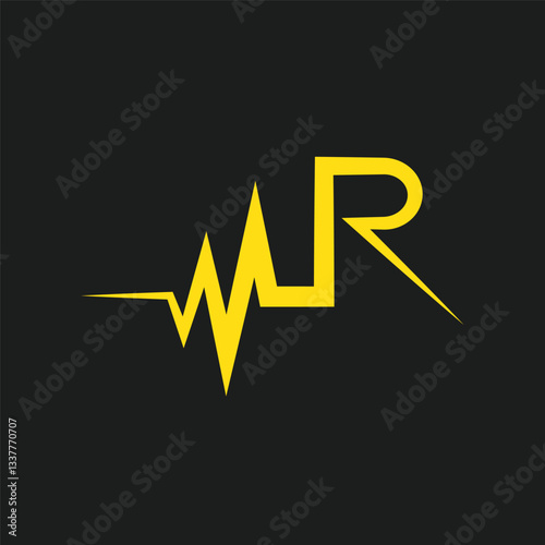 MR letter pulse line logo icon vector concept design element