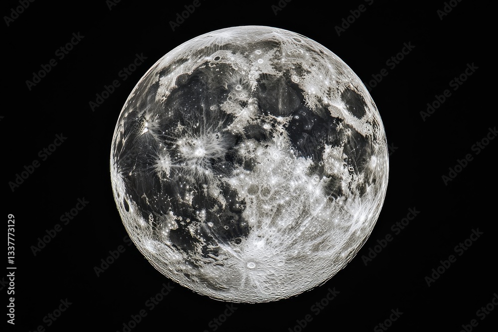 Fototapeta premium Detailed full moon against a dark sky.