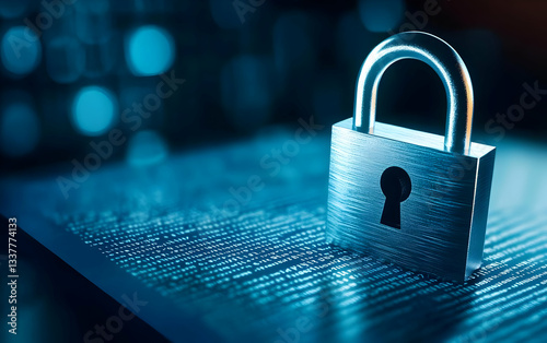 Wallpaper Mural A metallic padlock on a digital background, symbolizing data security and online protection in the modern world. Torontodigital.ca