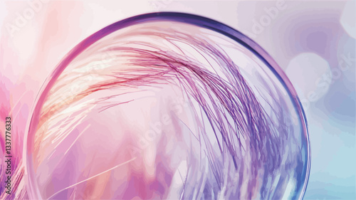 Close-up view of an abstract image featuring a swirling pattern in pastel shades of pink, purple, and blue. The pattern is translucent and appears to be flowing or moving.  The background is softly