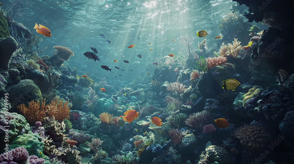 Fototapeta premium coral reef and fish