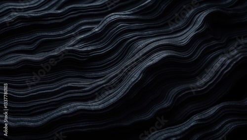 Glossy Obsidian and Onyx Waves with Dramatic Highlights and Mystery