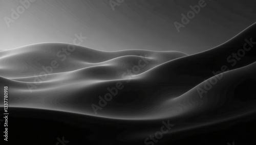 Sleek Futuristic Gradient Waves in Black and White Aesthetic