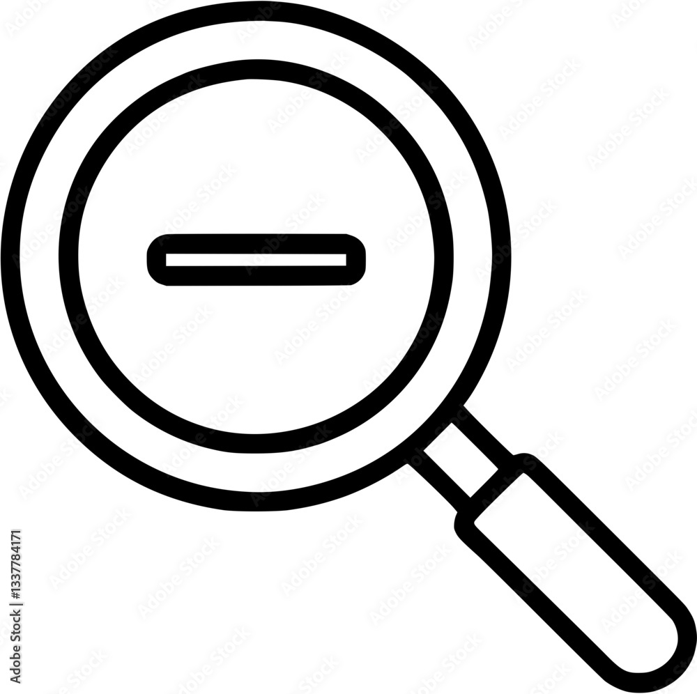 Zoom out in outline icon style, Rendering and Viewing theme. Zoom out in outline icon style, Rendering and Viewing theme.