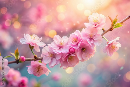 Pastel Pink Blossom Macro Photography: Soft Bokeh Background Spring Floral Image