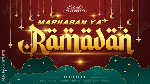 Editable Ramadan Kareem Text Effect with islamic background.