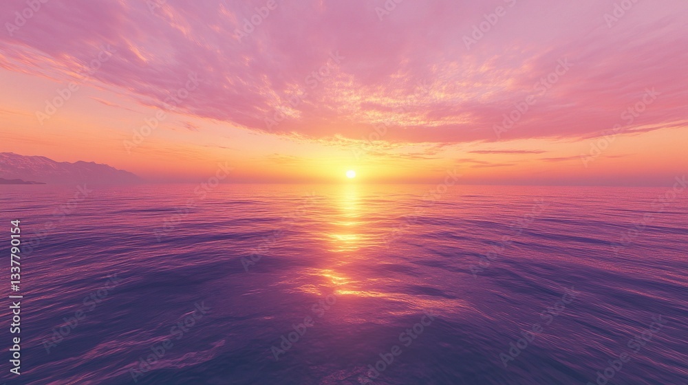 Glowing Sunset Over Endless Ocean Horizon at Dusk Glowing Sunset Over Endless Ocean Horizon at Dusk